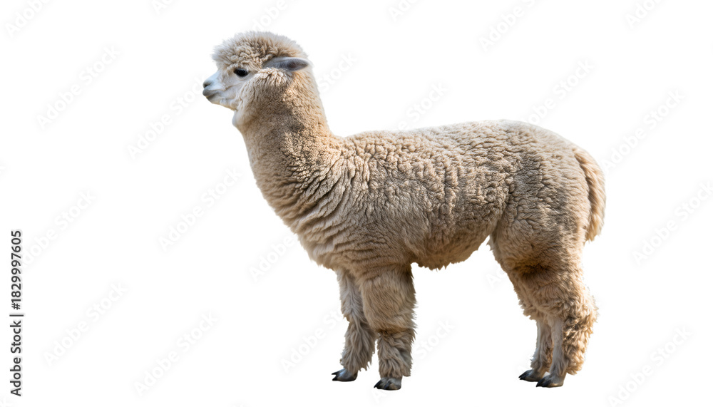 Naklejka premium Alpaca standing side view with transparent background