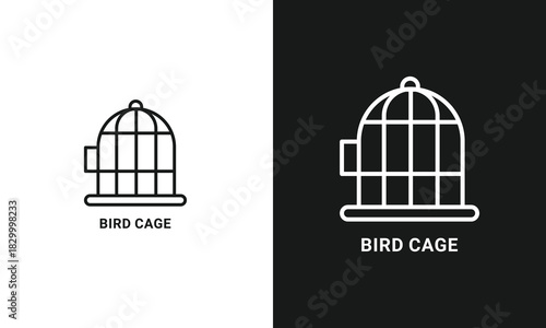 Bird Cage Line Art Icon for Pet Shops, Avian Care, and Animal Enclosures