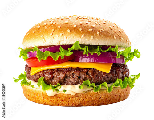 hamburger on white background