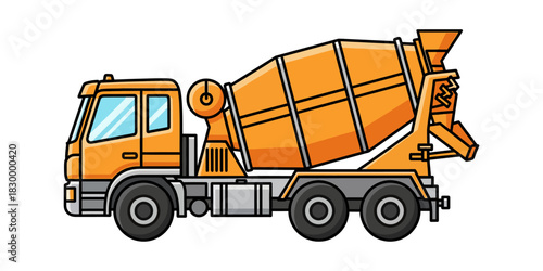 Concrete Mixer Truck Vector Illustration