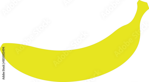 A simple, bright yellow banana silhouette on a clean white background