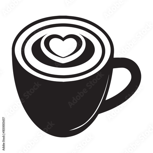 latte with heart icon vector illustration