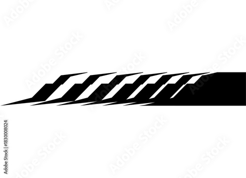 Vector sports stripe. Striped Vector pattern of black lines. For covers, advertising, packaging. Sports design element for bodywork, boat, sportswear. Place for text. Racing stripe
