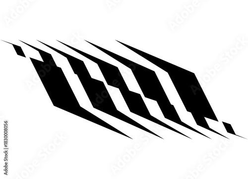 Vector striped pattern of thick sharp stripes. Striped Vector background of black lines. For covers, advertising, packaging, video. Sports design element for bodywork, boat, sportswear
