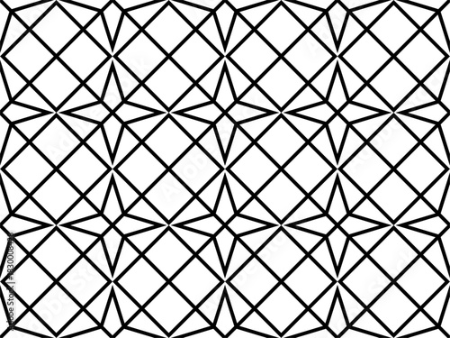 Strict Seamless vector background of thin black lines on a white background. For covers, advertising, packaging. Curved shapes. Tile, wallpaper, fabric, textile. Holiday design. Geometric shapes