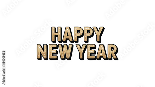 Festive golden text proclaiming happy new year with a celebratory and elegant design for seasonal greetings