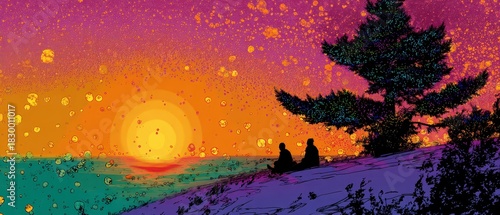 Enjoying a vibrant sunset on New Years Eve