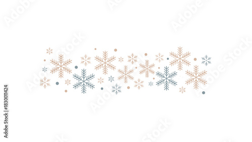 Delicate pastel colored abstract snowflake patterns and dots creating a festive winter holiday decoration design