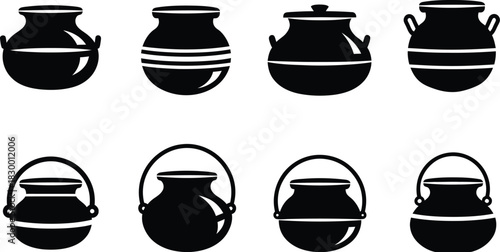 Collection of milk can silhouettes in various shapes and styles
