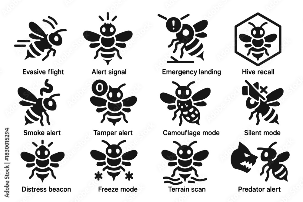 Fototapeta premium Mode alert camouflage robotic terrain bee detection emergency safety distress silent icon
