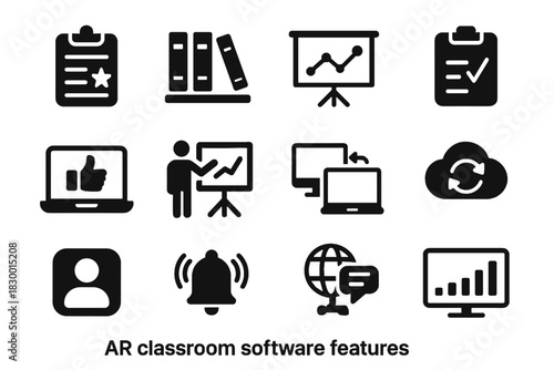 Icons ar icon classroom whiteboard sharing vector translation sync alerts planner screen