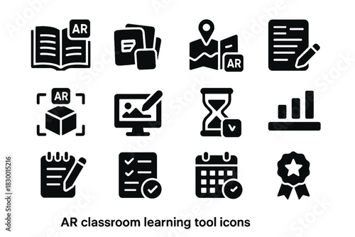 Learning classroom vector digital vocabulary timer tools ar icon taking interactive flashcards