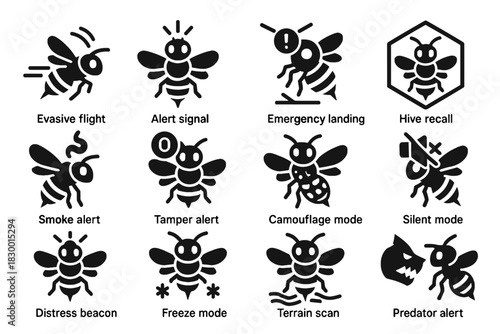 Mode alert camouflage robotic terrain bee detection emergency safety distress silent icon
