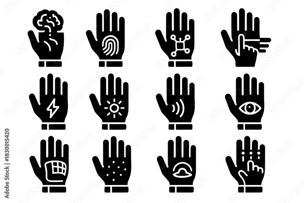 Fototapeta premium Harvesting prediction energy glove scripting layering infrared access vector icon icons ai