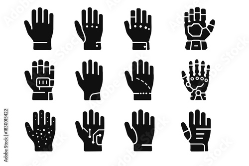 Fingerless icon rugged compact full standard industrial glove vector data exoskeleton
