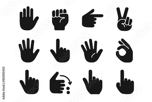 Closed fist vector icon wave spread icons open tap palm pointing gesture