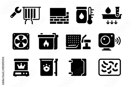 Vector larva board icon wall wax camera icons heater smart hive ventilation