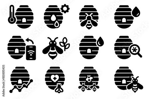 Hive humidity pollen analysis vector icon swarm smart predator sync remote data