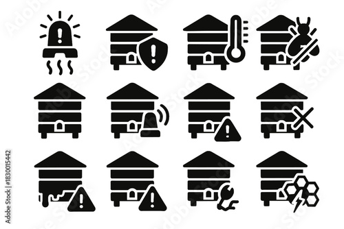 Hive vector warning pest icon stress motion alert access smart detected