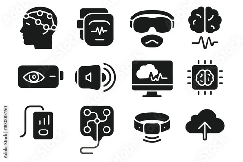 Components ai icon smart brainwave sleep audio scanner induction dream movement vector