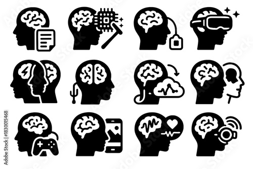 Vector visualization remote technology icon immersive dream ai interface futuristic state training