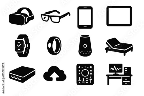 Ar icons mobile assistant sleep dream smart device vr phone icon vector