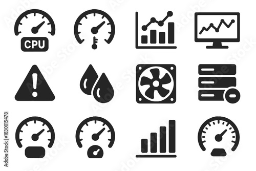 Crypto vector gauge light icon alert temp status icons monitoring meter performance