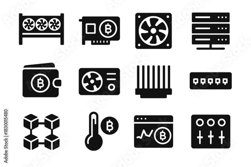 Iconography icon farm cooling blockchain dashboard unit wallet sink vector crypto switch