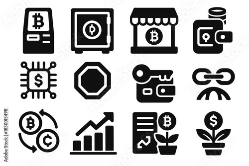 Vault device smart marketplace icon staking ecosystem crypto wallet history vector