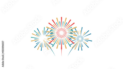 Colorful abstract fireworks bursting in the night sky creating a festive and celebratory explosion of light