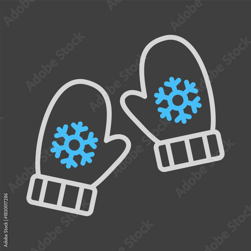 Snowflake gloves vector icon. Winter sign