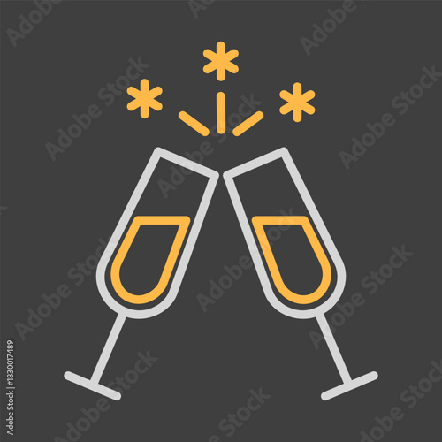 Two glasses of champagne isolated vector icon