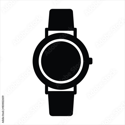 Wristwatch silhouette icon in solid black design