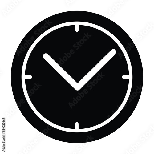 Clock silhouette icon with check mark for verified time
