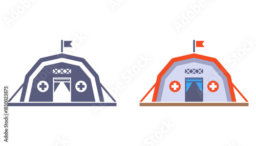 Medical tent icon. Field medicine. Flat illustration.