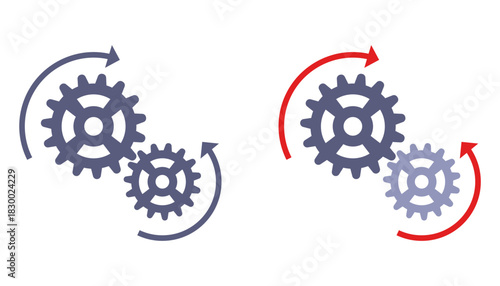 Complex mechanism with gears. Flat illustration.