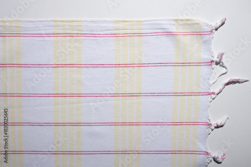 Fototapeta Naklejka Na Ścianę i Meble -  Turkish Pestemal Towel Pale Yellow & Red Stripe