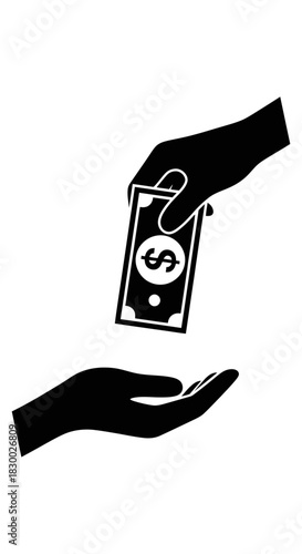 Hand Giving Money - Financial Transaction and Support Illustration.