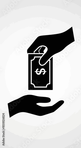 Hand Giving Money - Financial Transaction and Support Illustration.
