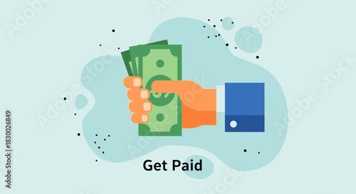 Hand holding stack of money, concept of getting paid.