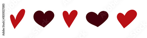 set of sketch pink hand draw heart, red doodle line icon heart, romance love elements for Valentine's Day, heart symbol design cards, poster, banner, pattern, advertisement	