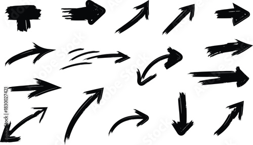 Black Grunge Arrow Set on White