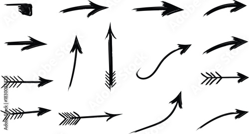 Hand-Drawn Arrow Set on White Background