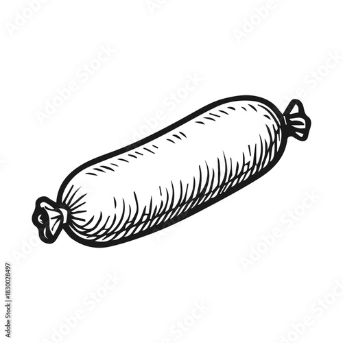 Doodle sausage sketch, hand drawn engraving.