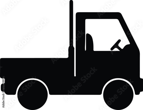 Illustration black minimalist truck side view silhouette vector
