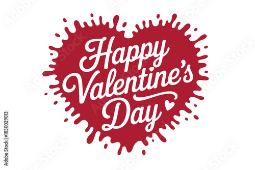 A red heart shape with the words "Happy Valentine's Day" written in white script inside.