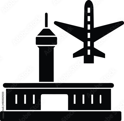 Airport signage silhouette vector art illustration
