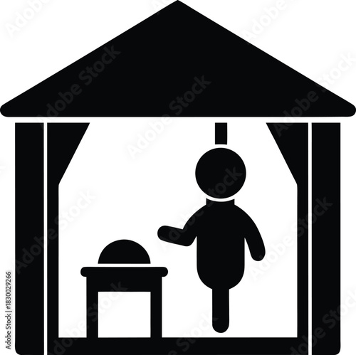 Baby changing room silhouette vector art illustration