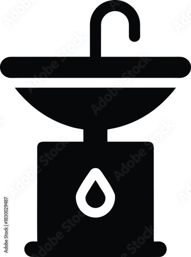 Eye wash station silhouette vector art illustration
