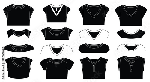 Various black and white neckline designs for women s sleeveless tops